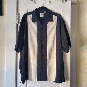 Mens Brigata Black & White Hawaiian Button Up Shirt
